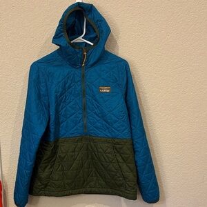 L.L. Bean Men’s M Katadhin Half Zip Insulated Teal and Olive Puffer Jacket